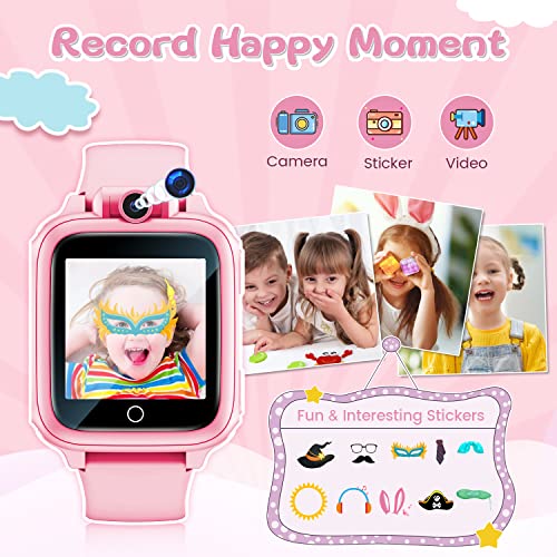 Pink Smart Watch for Kids Age 4-12