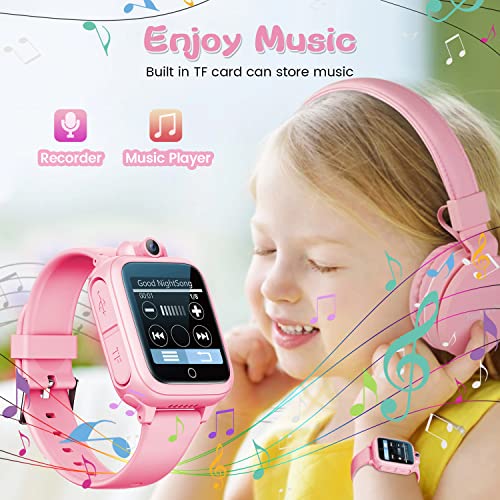 Pink Smart Watch for Kids Age 4-12