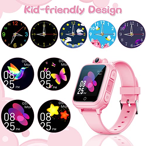 Pink Smart Watch for Kids Age 4-12