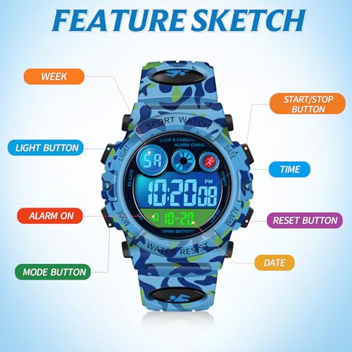 Dayllon Waterproof Digital Kids Sport Watch