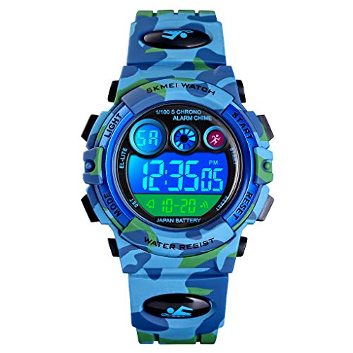 Camo Light Blue Kids Digital Sports Watch