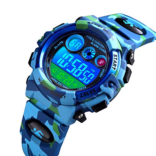 Camo Light Blue Kids Digital Sports Watch