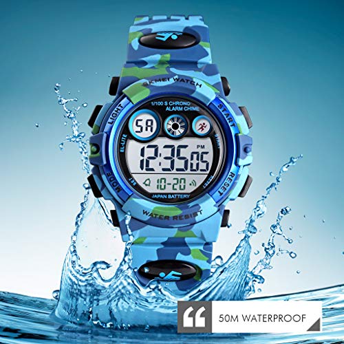 Camo Light Blue Kids Digital Sports Watch