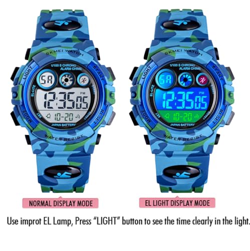 Camo Light Blue Kids Digital Sports Watch