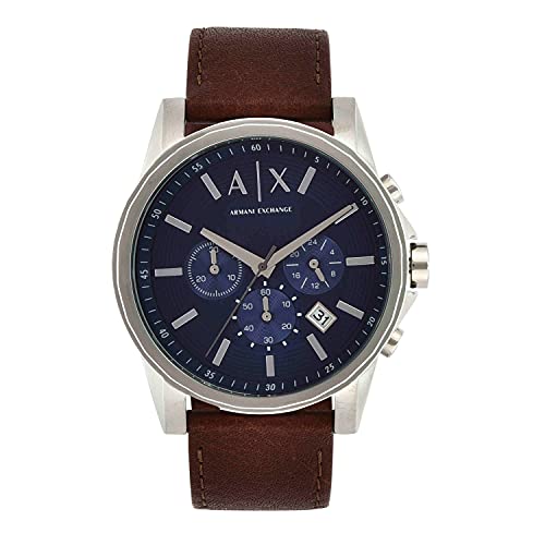Armani Exchange Men's Chronograph Silver and Brown Watch