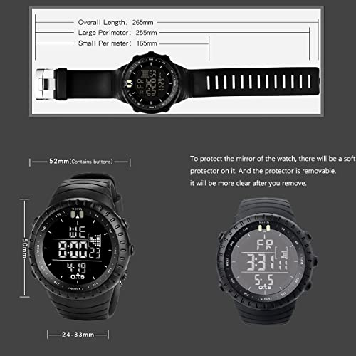 PALADA Men's Waterproof Digital Sports Watch with LED Backlight