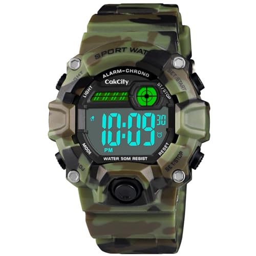 CakCity Kids Camouflage LED Sports Watch in Silicone Band