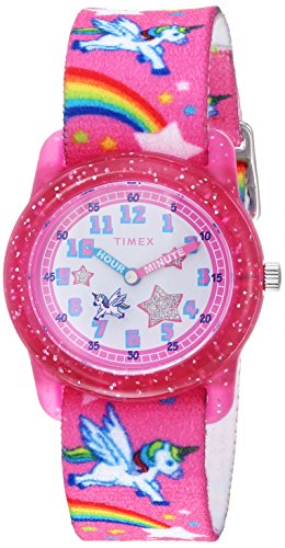 Timex Girls Pink/Rainbows & Unicorns Fabric Strap Watch