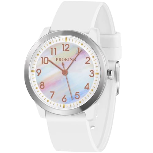 Kids Minimalist Analog Watch for Boys & Girls (White)