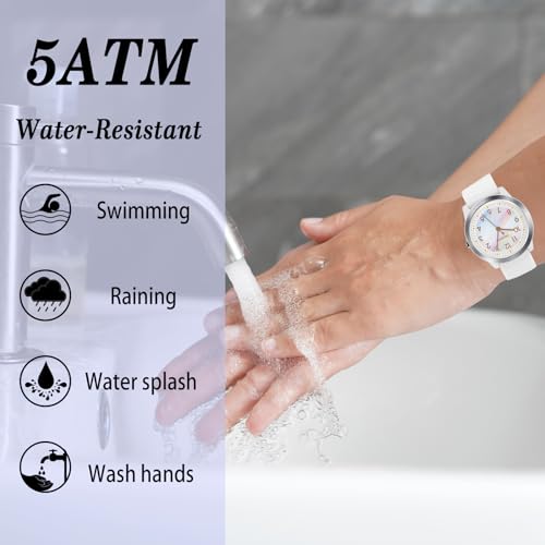 Kids Minimalist Analog Watch for Boys & Girls (White)