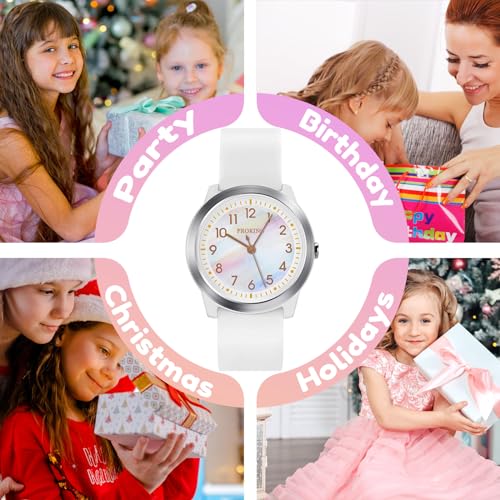 Kids Minimalist Analog Watch for Boys & Girls (White)