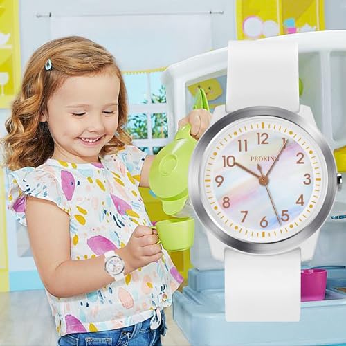 Kids Minimalist Analog Watch for Boys & Girls (White)