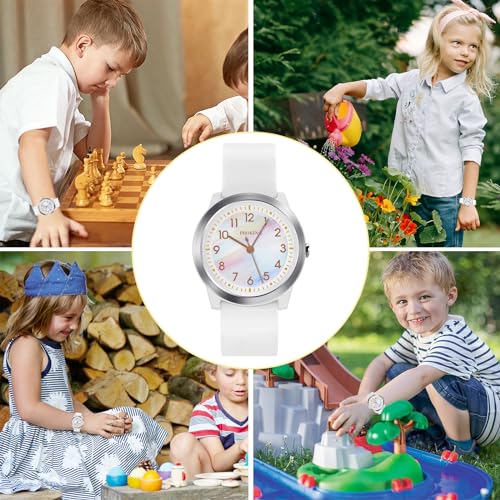 Kids Minimalist Analog Watch for Boys & Girls (White)