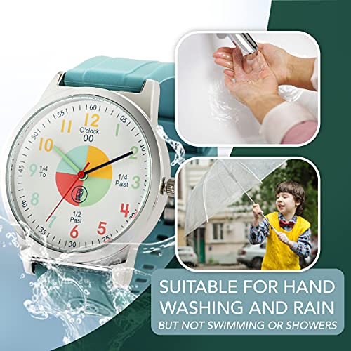 Teal Green Owlconic Kids Analog Watch for Ages 7-12