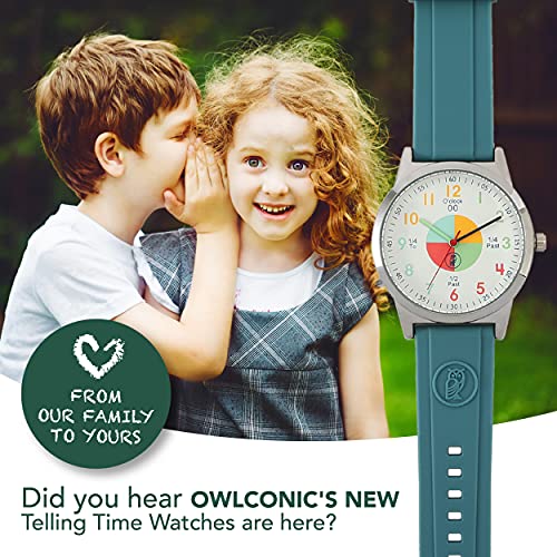 Teal Green Owlconic Kids Analog Watch for Ages 7-12