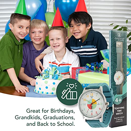 Teal Green Owlconic Kids Analog Watch for Ages 7-12