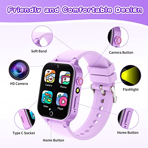 Girls Smart Watch with Games, High-Res Touchscreen Camera