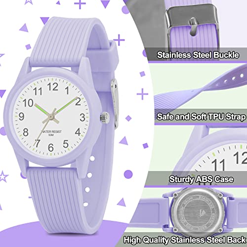 TENOCK Girls 50M Waterproof Analog Kids Watch Purple