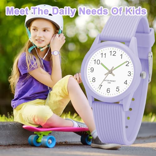 TENOCK Girls 50M Waterproof Analog Kids Watch Purple