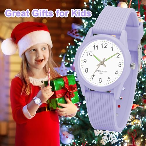 TENOCK Girls 50M Waterproof Analog Kids Watch Purple