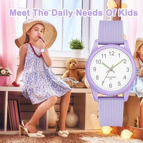 TENOCK Girls 50M Waterproof Analog Kids Watch Purple