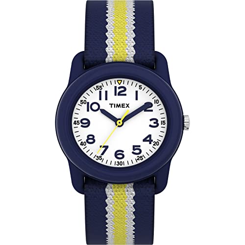 Timex Boys Blue/Yellow Stripes Elastic Fabric Strap Watch