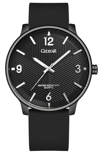 GEDIYAR Men's Waterproof Ultra Thin Quartz Watch Black