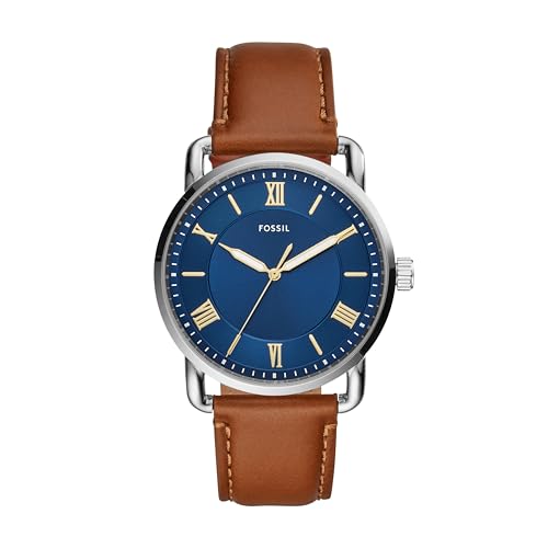 Fossil Men's Copeland Stainless Steel Leather Watch, Silver
