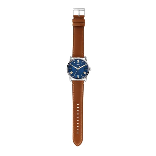 Fossil Men's Copeland Stainless Steel Leather Watch, Silver