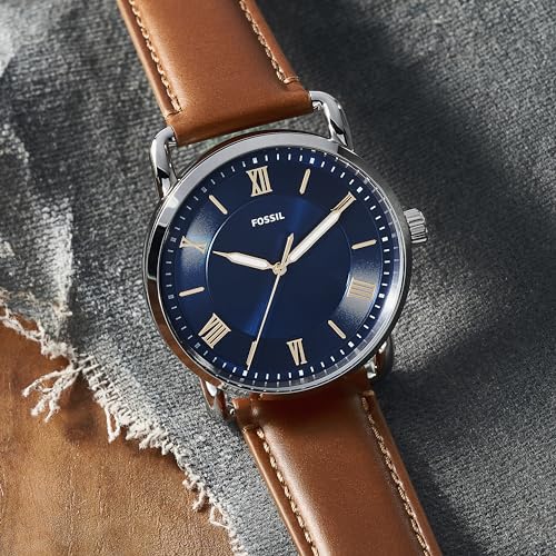 Fossil Men's Copeland Stainless Steel Leather Watch, Silver