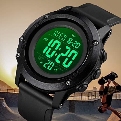 Men's Large Face Waterproof Sports Watch with Alarm