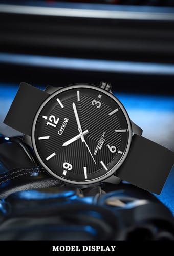 GEDIYAR Men's Waterproof Ultra Thin Quartz Watch Black