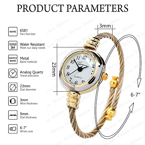 Gold and Silver Cable Band Ladies Bangle Watch