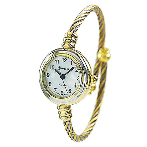 Gold and Silver Cable Band Ladies Bangle Watch