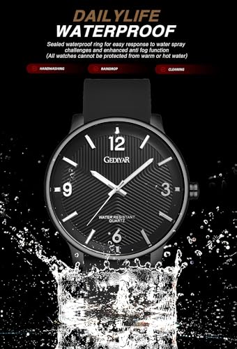 GEDIYAR Men's Waterproof Ultra Thin Quartz Watch Black