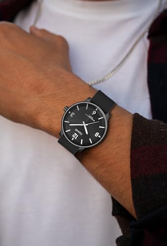 GEDIYAR Men's Waterproof Ultra Thin Quartz Watch Black