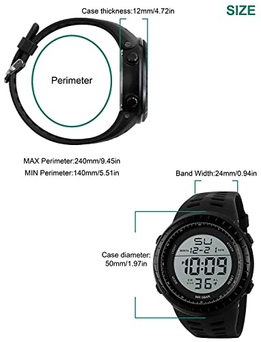 Military Sports Digital Watch with LED Stopwatch Alarm