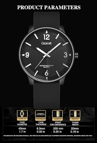 GEDIYAR Men's Waterproof Ultra Thin Quartz Watch Black
