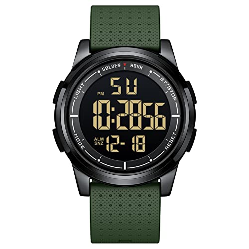 Army Green Ultra-Thin Digital Sports Watch for Men & Women
