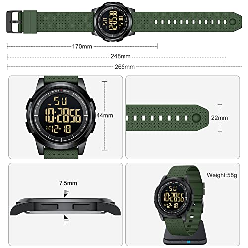 Army Green Ultra-Thin Digital Sports Watch for Men & Women