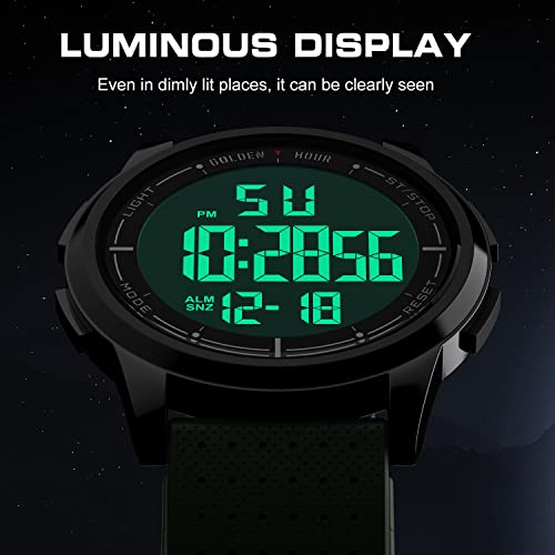 Army Green Ultra-Thin Digital Sports Watch for Men & Women
