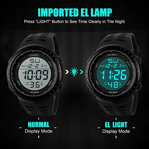 Military Sports Digital Watch with LED Stopwatch Alarm