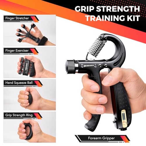 5-Pack Grip Strength Trainer Kit for Hand Therapy