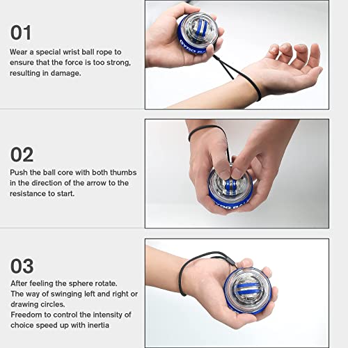 JIN BD Gyroscopic Wrist Trainer Ball with LED