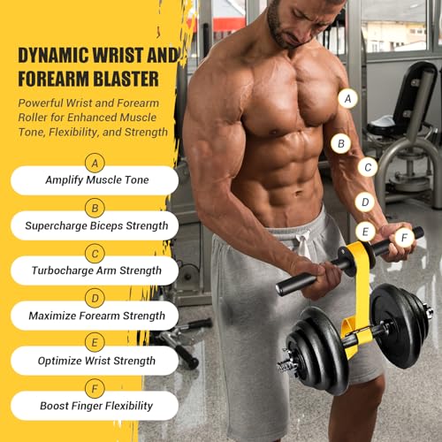 Forearm Strengthener and Wrist Roller with Grip