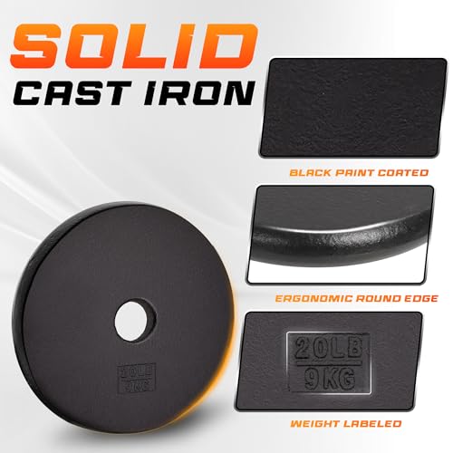 Yes4All 20LB Cast Iron Weight Plates - Pair
