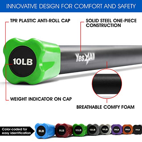 Yes4All 10lbs Total Body Weighted Pilates Bar