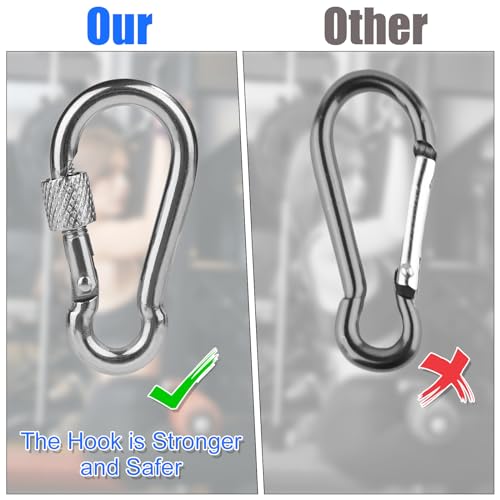 PEUTIER 2pcs 10" Gym Extension Cables with Carabiner