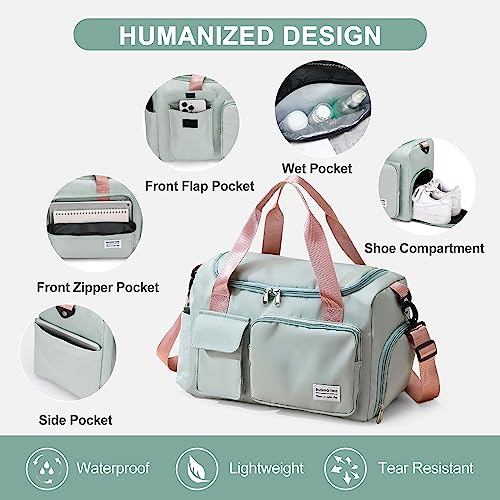 Waterproof Women's Small Gym Duffle Bag with Shoe Compartment
