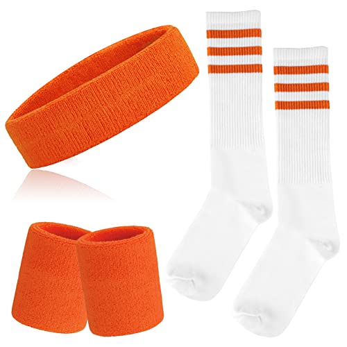 80s Sports Accessories: Headband, Wristbands & Socks Set